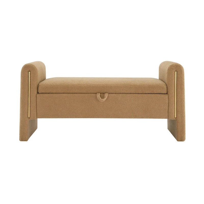 Modern Teddy Bench with Arms and Storage, Upholstered Large Foot Rest Stool, Comfy Window Vanity Bench