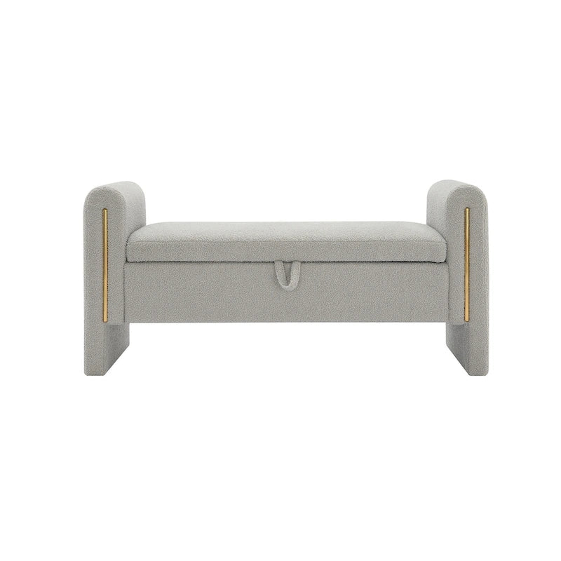 Modern Teddy Bench with Arms and Storage, Upholstered Large Foot Rest Stool, Comfy Window Vanity Bench