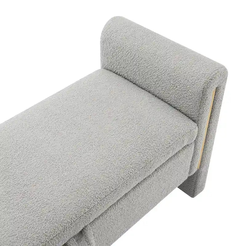 Modern Teddy Bench with Arms and Storage, Upholstered Large Foot Rest Stool, Comfy Window Vanity Bench