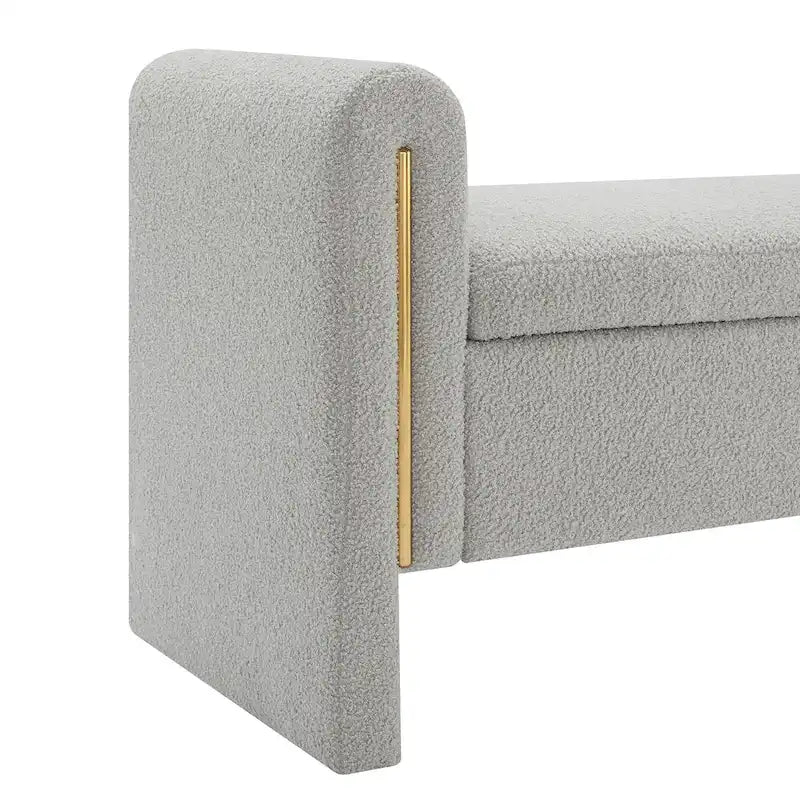 Modern Teddy Bench with Arms and Storage, Upholstered Large Foot Rest Stool, Comfy Window Vanity Bench