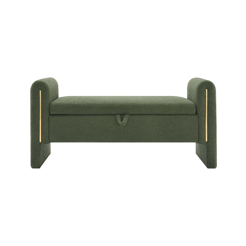 Modern Teddy Bench with Arms and Storage, Upholstered Large Foot Rest Stool, Comfy Window Vanity Bench