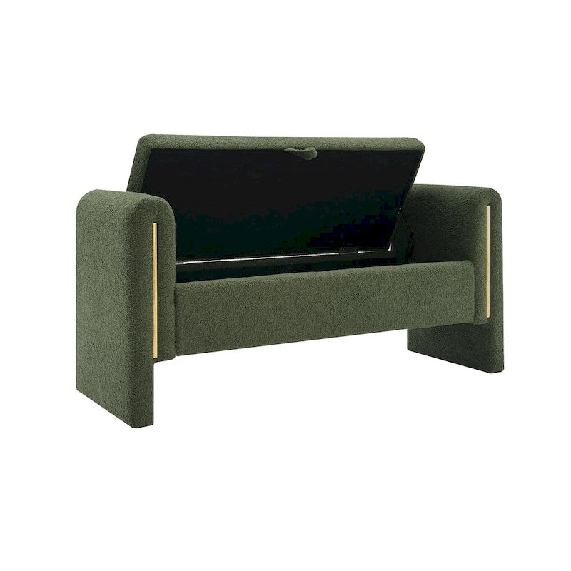 Modern Teddy Bench with Arms and Storage, Upholstered Large Foot Rest Stool, Comfy Window Vanity Bench
