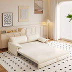 3-in-1 Schlafsofa mit Seitenstauraum, 66 Queen Ausziehsofa, Samt-Schlafsofa