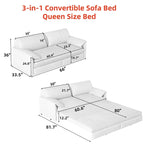 3-in-1 Schlafsofa mit Seitenstauraum, 66 Queen Ausziehsofa, Samt-Schlafsofa