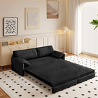 3-in-1 Schlafsofa mit Seitenstauraum, 66 Queen Ausziehsofa, Samt-Schlafsofa