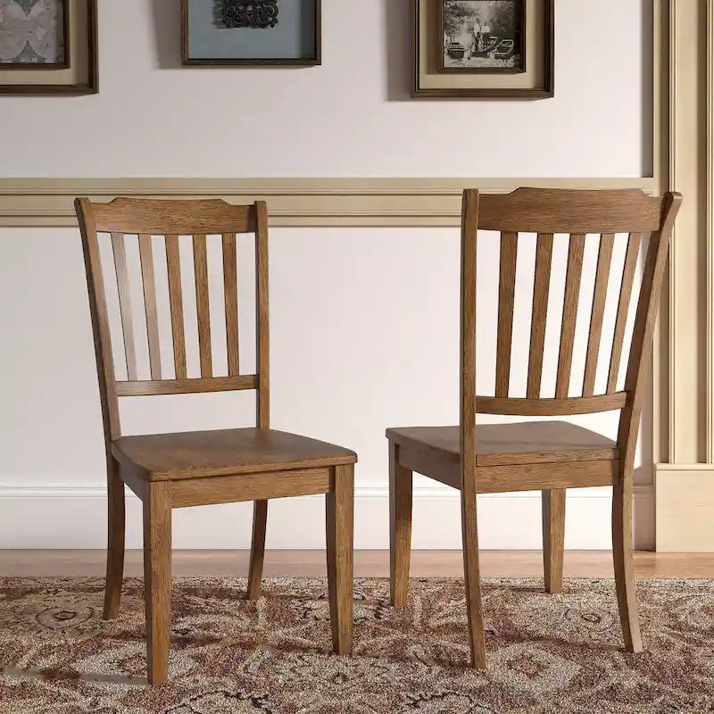 Slat Back Wood Dining Chairs