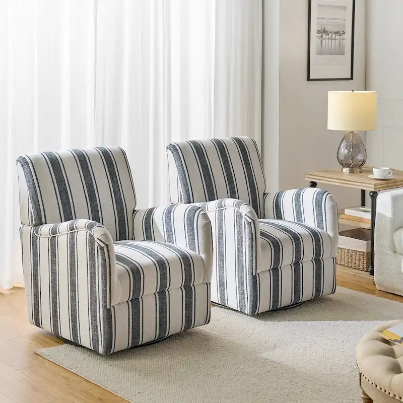 Traditional Swivel Armchair with Jacobean Strip Pattern