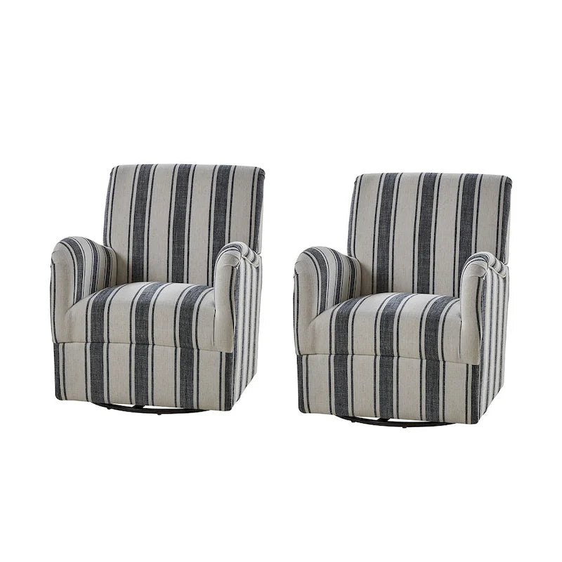 Traditional Swivel Armchair with Jacobean Strip Pattern