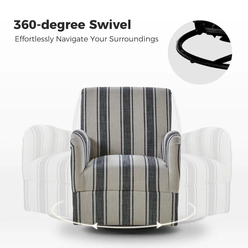Traditional Swivel Armchair with Jacobean Strip Pattern