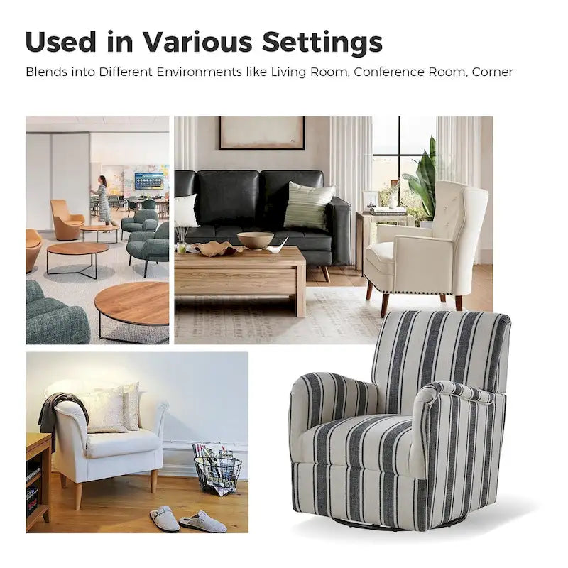 Traditional Swivel Armchair with Jacobean Strip Pattern