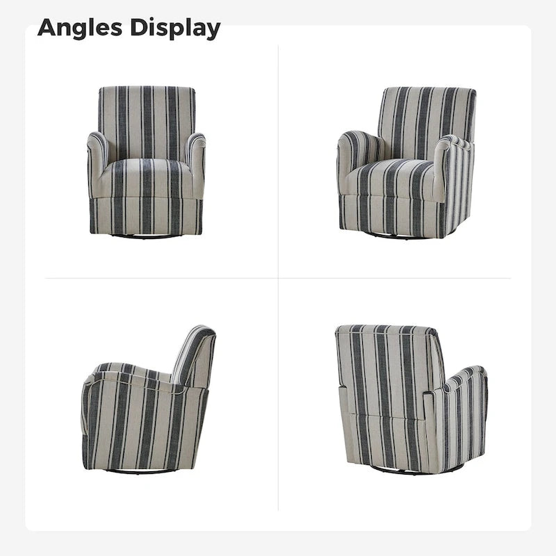 Traditional Swivel Armchair with Jacobean Strip Pattern
