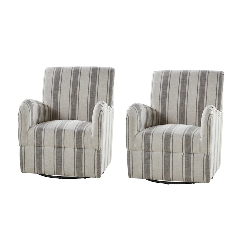Traditional Swivel Armchair with Jacobean Strip Pattern
