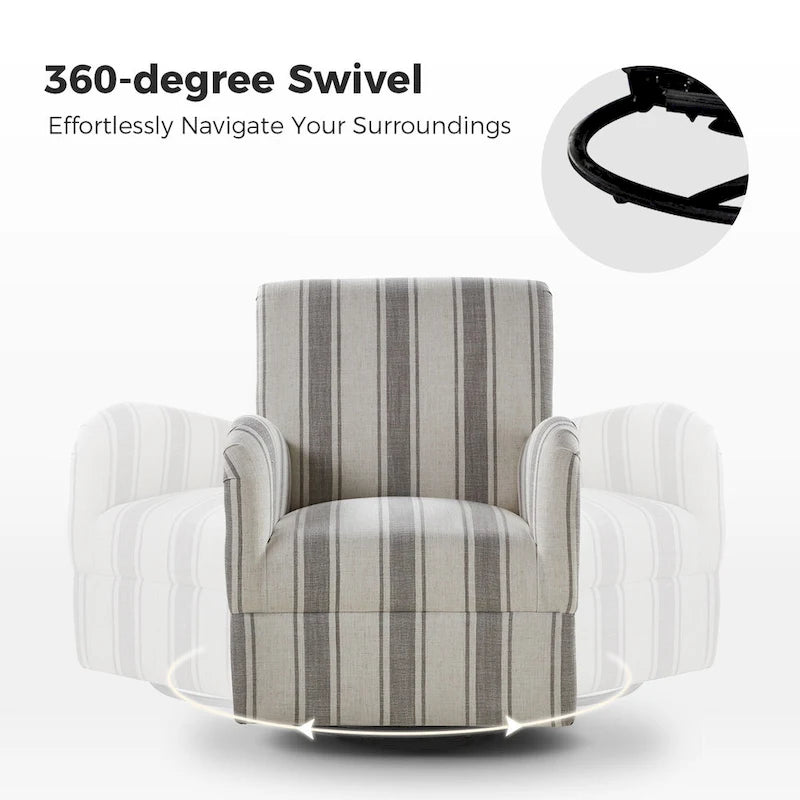 Traditional Swivel Armchair with Jacobean Strip Pattern