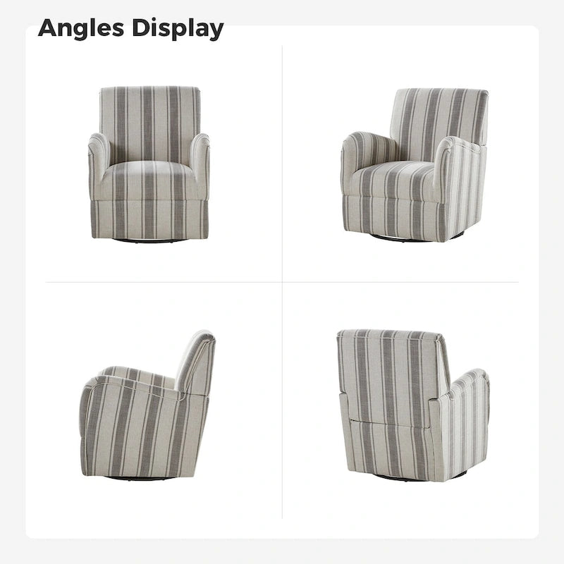 Traditional Swivel Armchair with Jacobean Strip Pattern