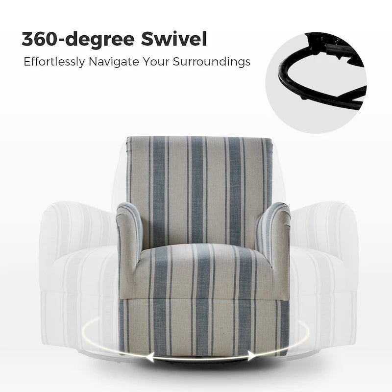 Traditional Swivel Armchair with Jacobean Strip Pattern