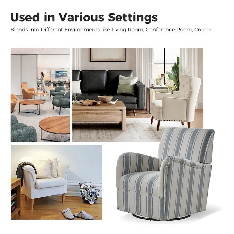 Traditional Swivel Armchair with Jacobean Strip Pattern