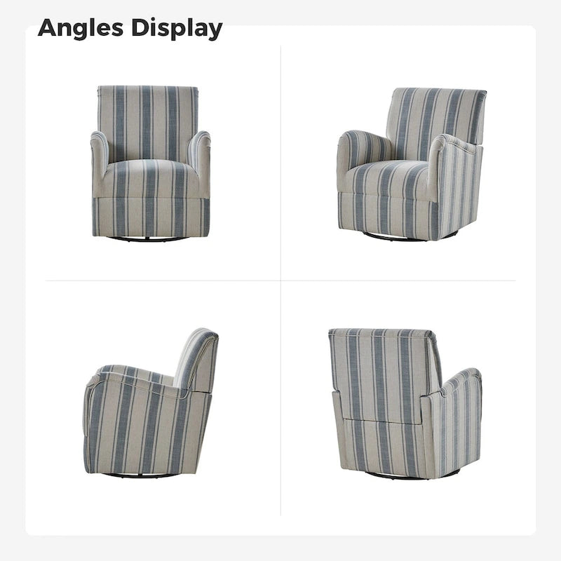 Traditional Swivel Armchair with Jacobean Strip Pattern