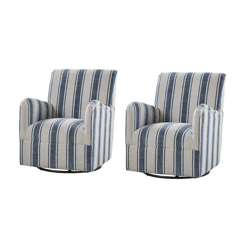 Traditional Swivel Armchair with Jacobean Strip Pattern