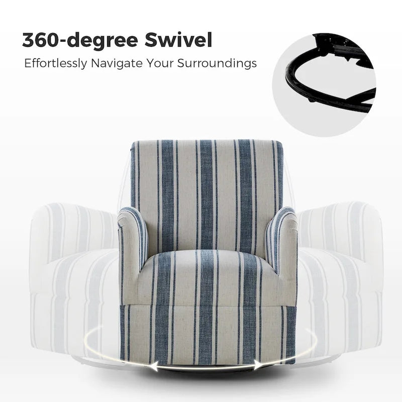 Traditional Swivel Armchair with Jacobean Strip Pattern