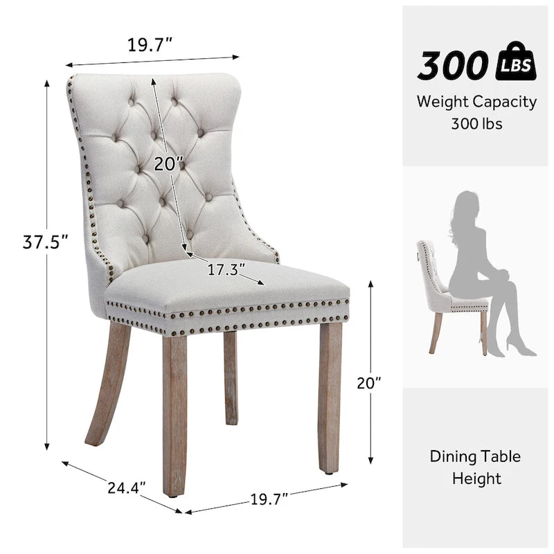 Upholstered Tufted Velvet Dining Chair with Solid Wood Legs