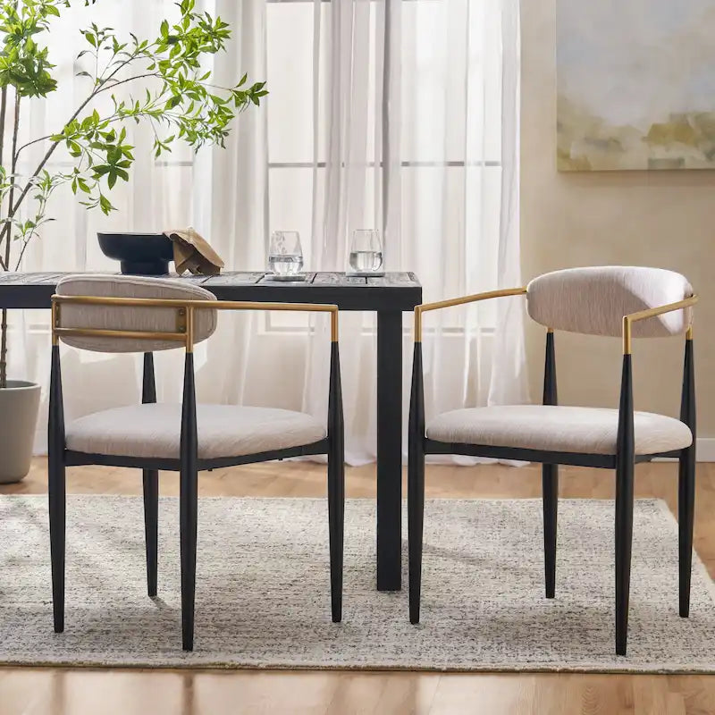 Modern Industrial Upholstered Dining Chairs with Iron Frame