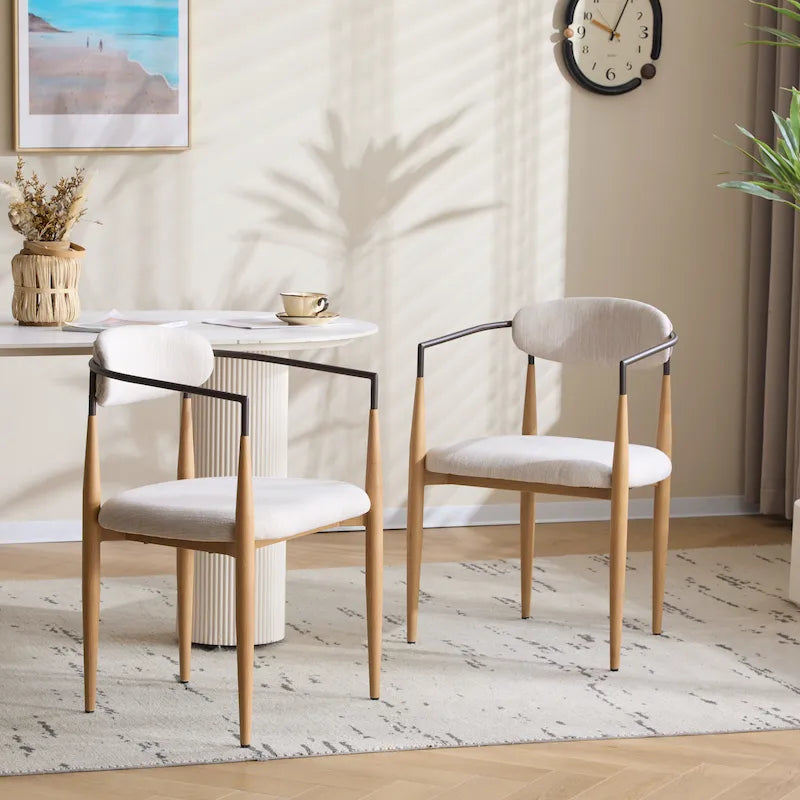Modern Industrial Upholstered Dining Chairs with Iron Frame