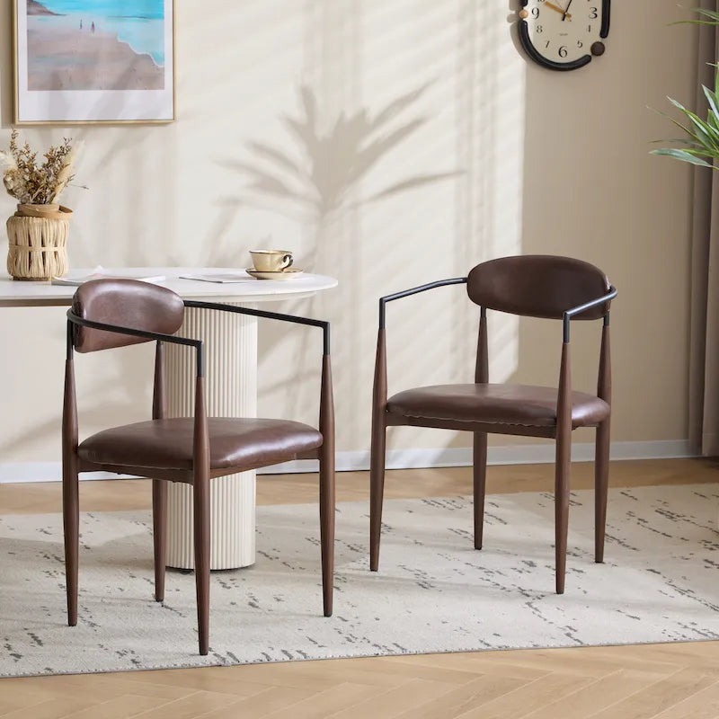 Modern Industrial Upholstered Dining Chairs with Iron Frame