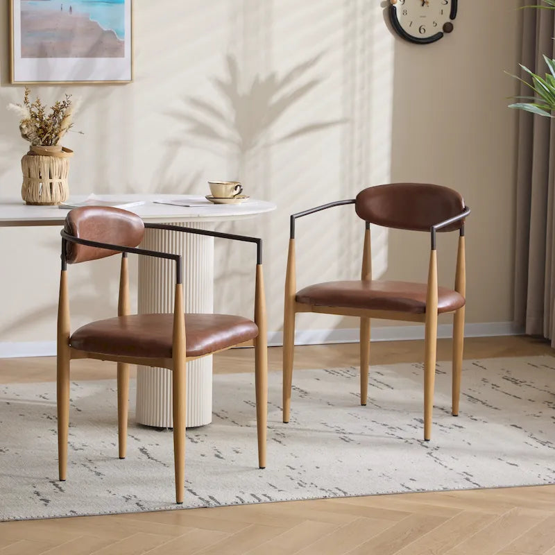 Modern Industrial Upholstered Dining Chairs with Iron Frame