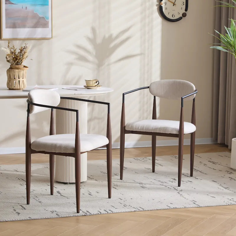 Modern Industrial Upholstered Dining Chairs with Iron Frame