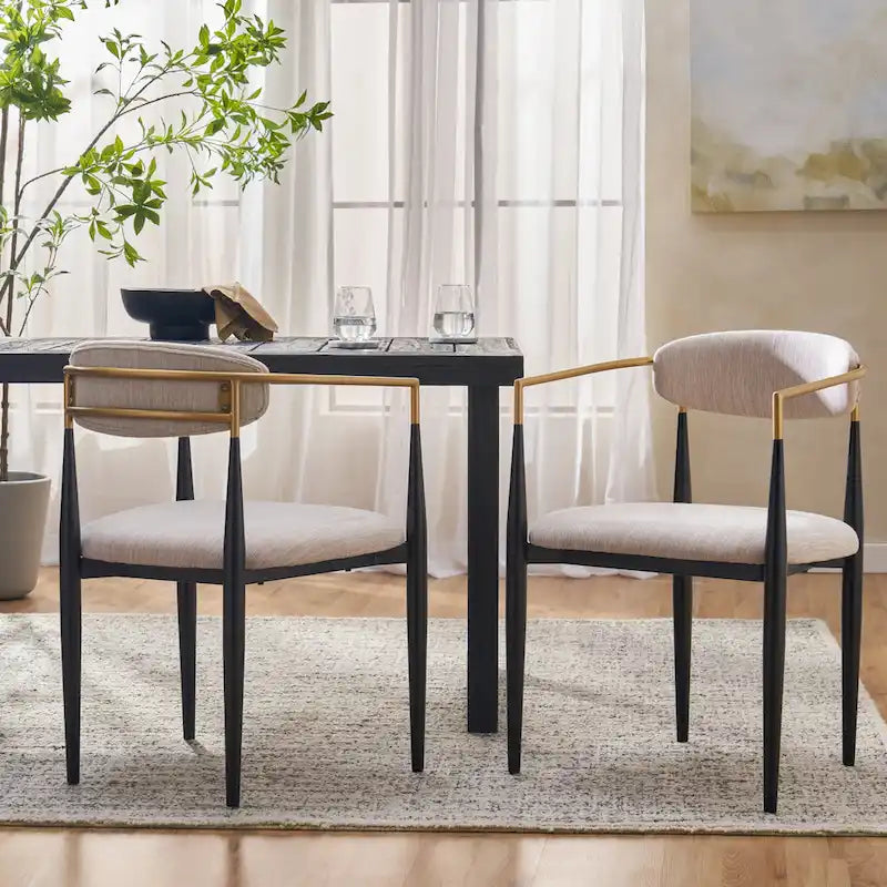 Modern Industrial Upholstered Dining Chairs with Iron Frame