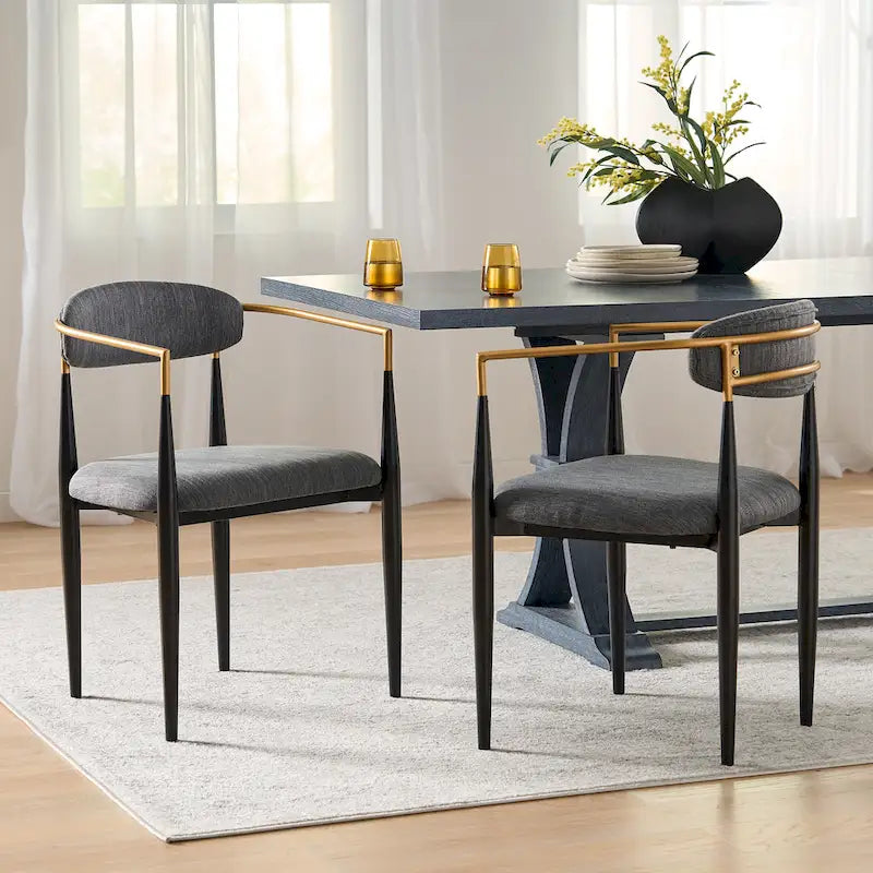 Modern Industrial Upholstered Dining Chairs with Iron Frame
