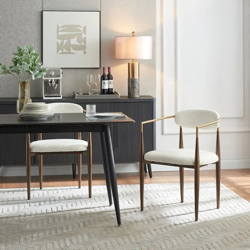Modern Industrial Upholstered Dining Chairs with Iron Frame