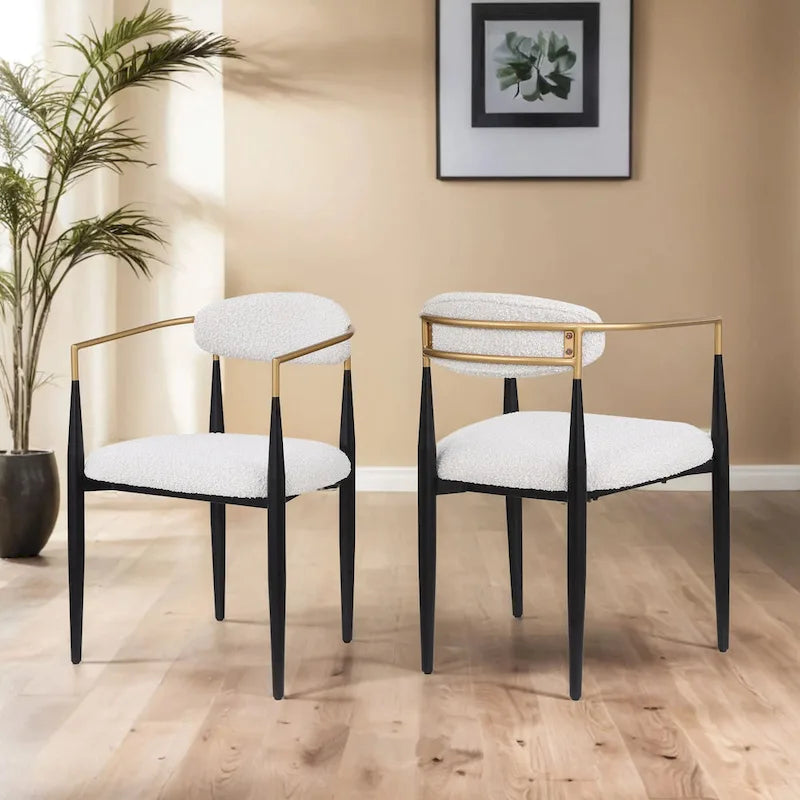 Modern Industrial Upholstered Dining Chairs with Iron Frame