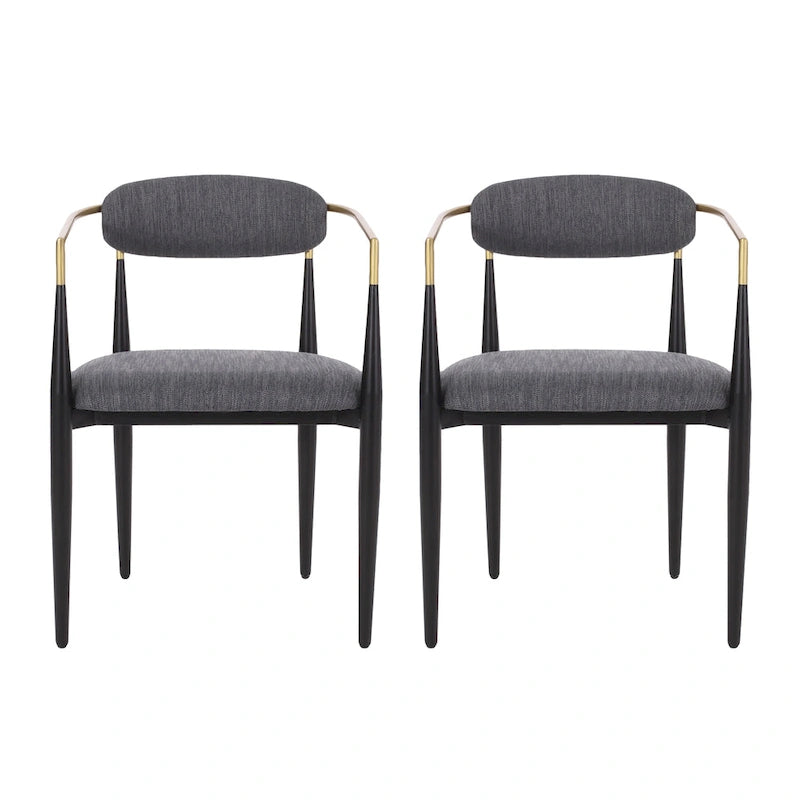 Modern Industrial Upholstered Dining Chairs with Iron Frame