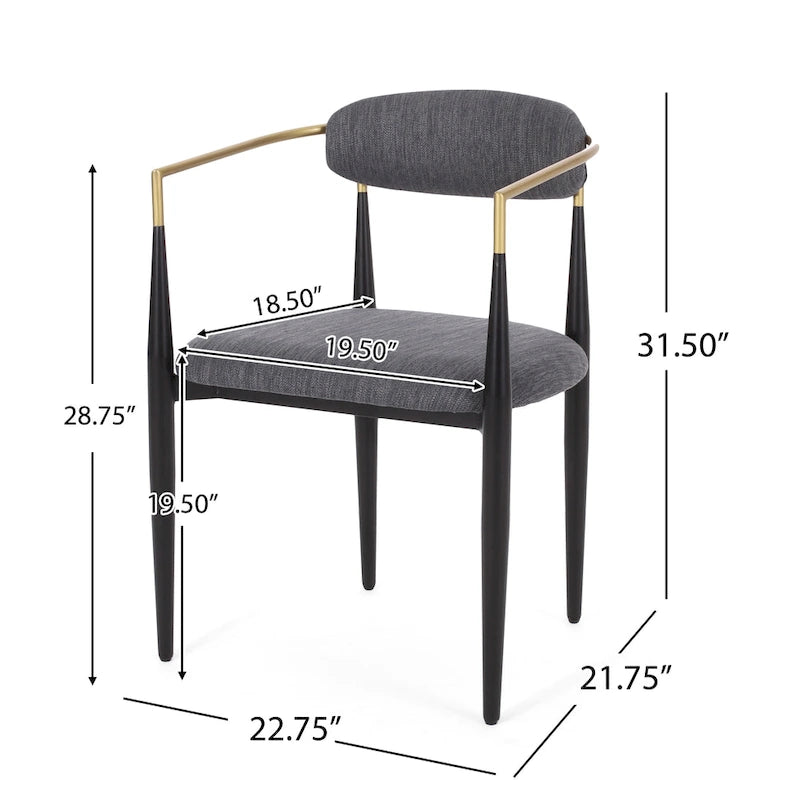 Modern Industrial Upholstered Dining Chairs with Iron Frame