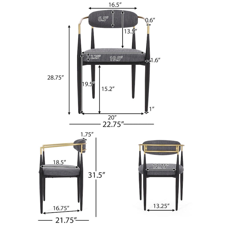 Modern Industrial Upholstered Dining Chairs with Iron Frame