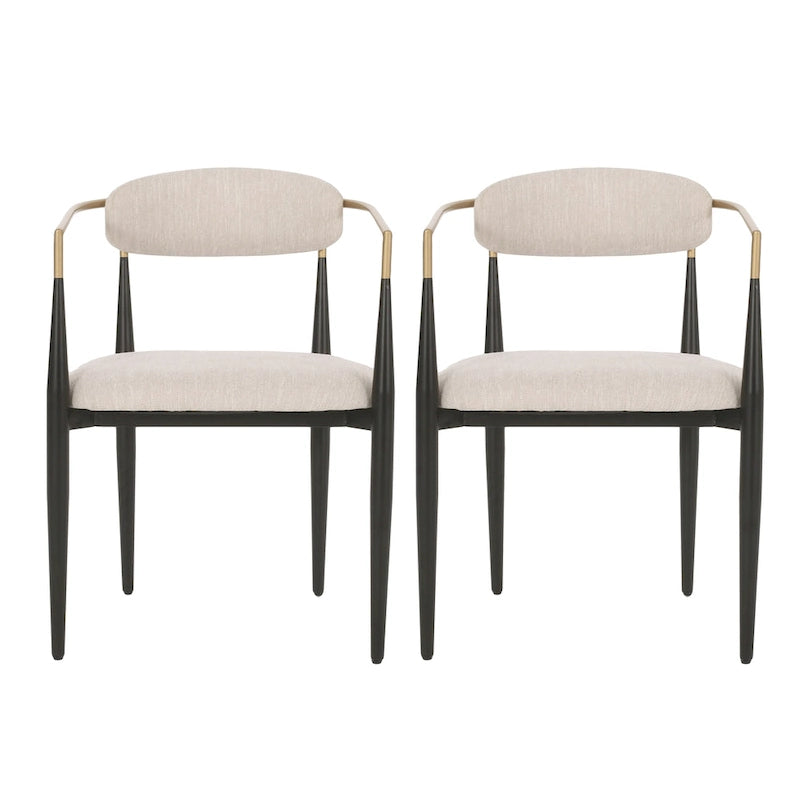 Modern Industrial Upholstered Dining Chairs with Iron Frame