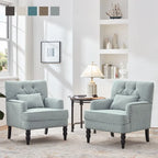 Polstersessel, geknöpft, Akzentsessel mit Lendenkissen Beige/Grau/Hellblau