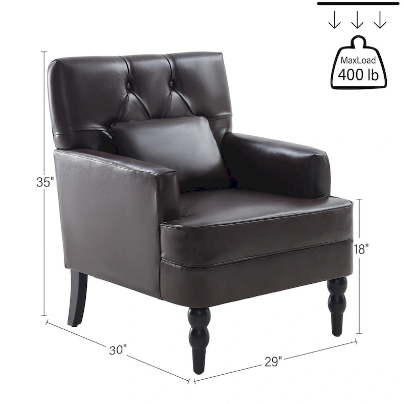 Arm Chair Upholstered Button Tufted Accent Chair with Lumbar Pillow Beige/ Grey/ Light Blue