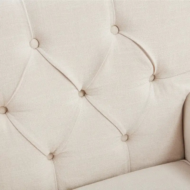 Arm Chair Upholstered Button Tufted Accent Chair with Lumbar Pillow Beige/ Grey/ Light Blue
