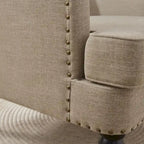 Polstersessel, geknöpft, Akzentsessel mit Lendenkissen Beige/Grau/Hellblau