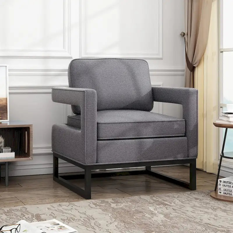 Modern Arm Accent Chair, Mid Century Living Room Chair Upholstered Lounge Chair