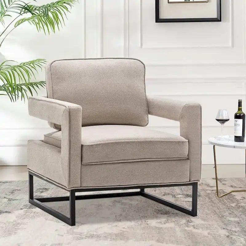 Modern Arm Accent Chair, Mid Century Living Room Chair Upholstered Lounge Chair