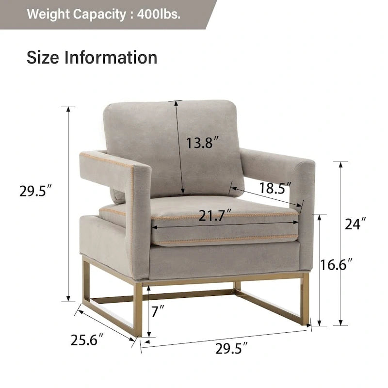 Modern Arm Accent Chair, Mid Century Living Room Chair Upholstered Lounge Chair