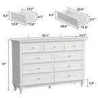 Kommode mit 9 Schubladen, Massivholzbeinen und Lackierung