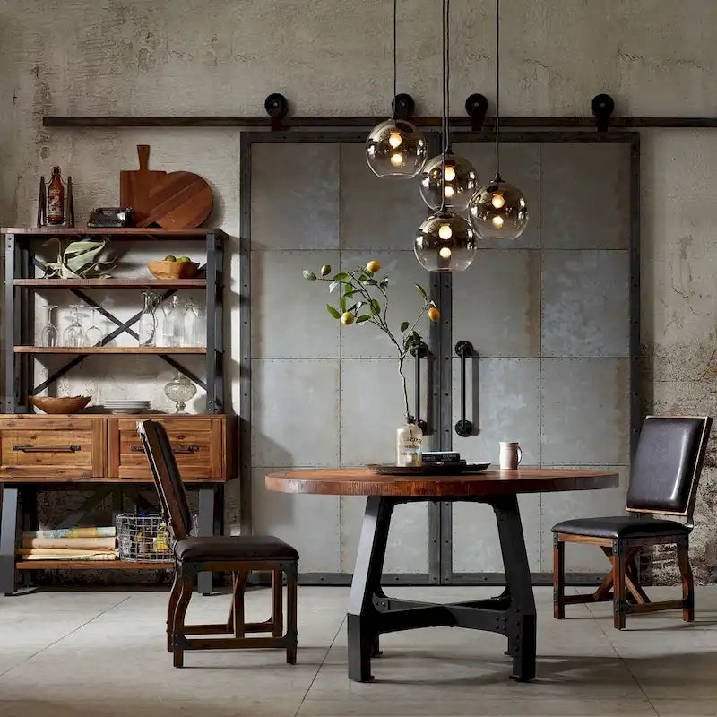 Round Dining/Gathering Table - amber/ graphite
