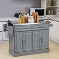 Rolling Kitchen Island with Storage, Portable Kitchen Cart with Stainless Steel Top, Gray
