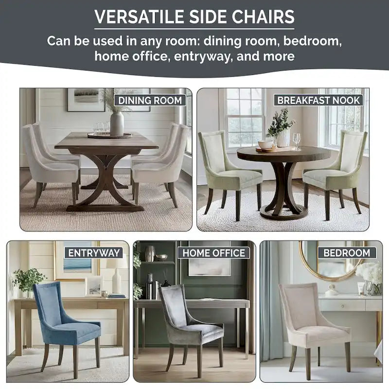 Ultra Upholstered Dining Side Chairs With Wood Legs