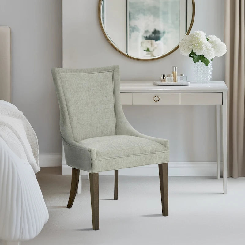 Ultra Upholstered Dining Side Chairs With Wood Legs