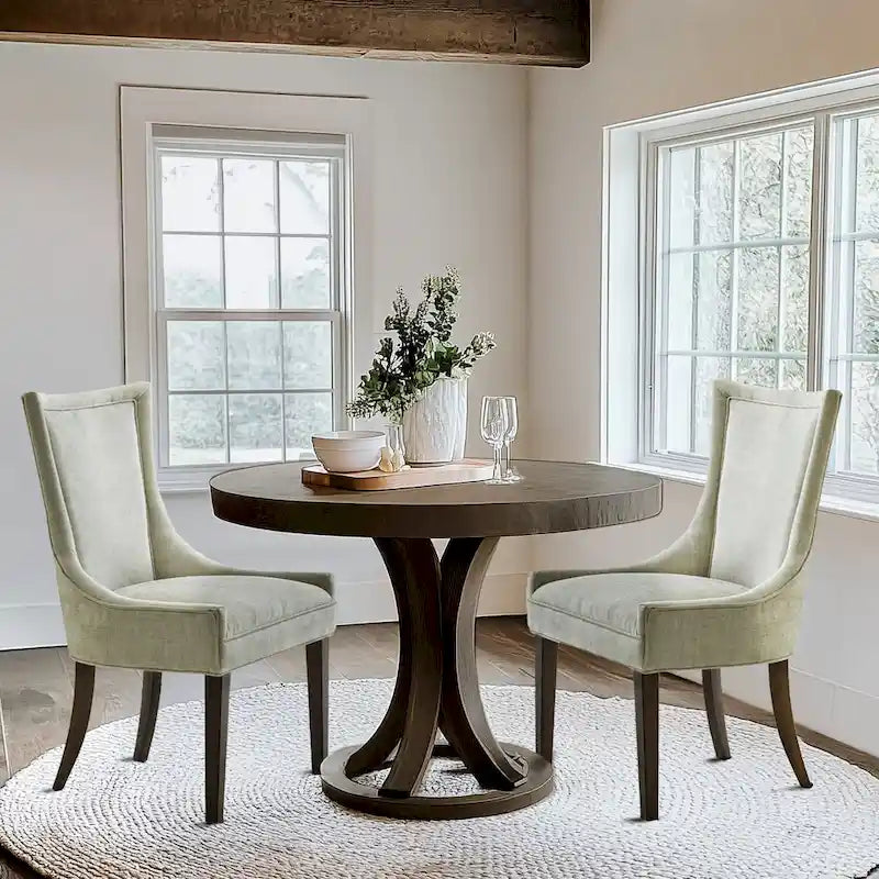 Ultra Upholstered Dining Side Chairs With Wood Legs